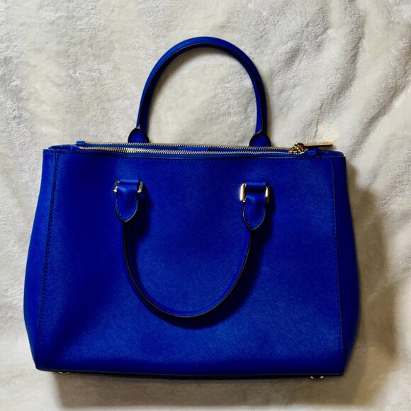 Michael Kors Cobalt Blue Satchel 💙 Gold Hardware + Strap + Dust Bag - Picture 2 of 9